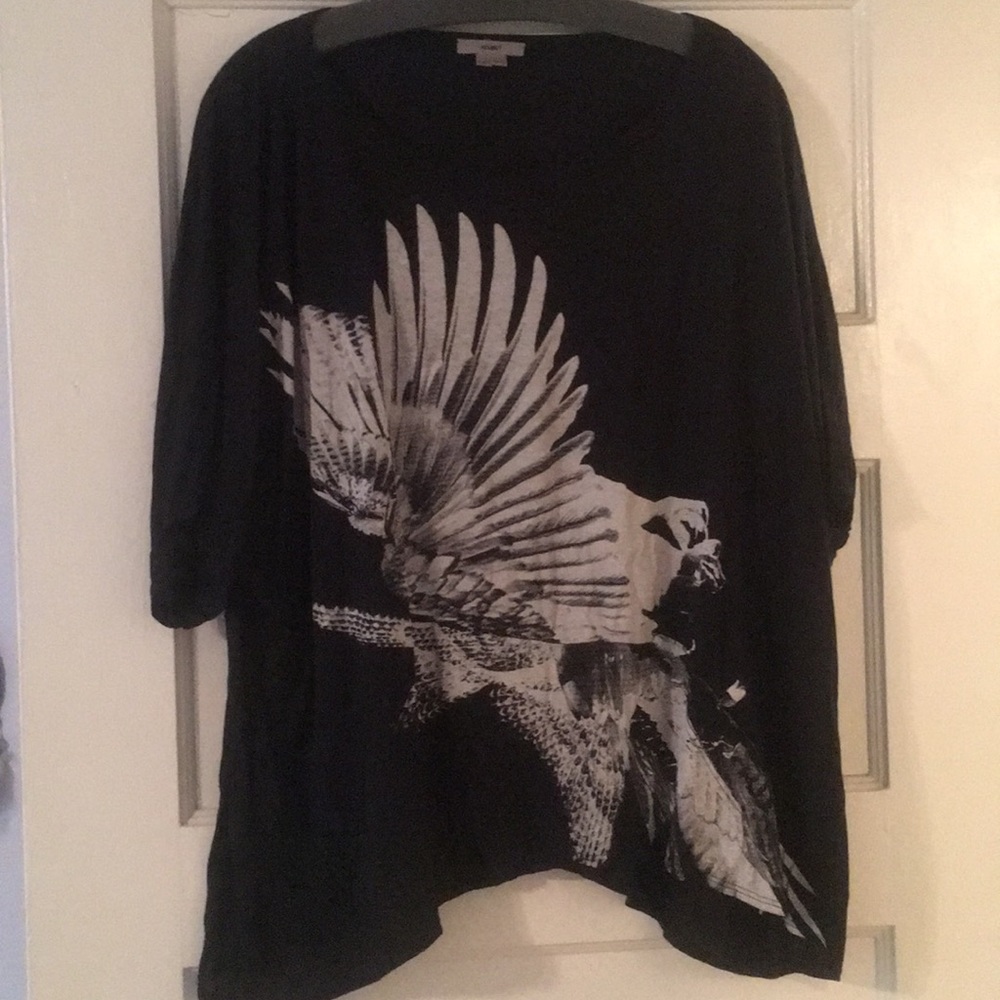 Helmut by Helmut Lang asymmetric bird graphic tee